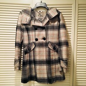 Guess Brand Plaid Peacoat